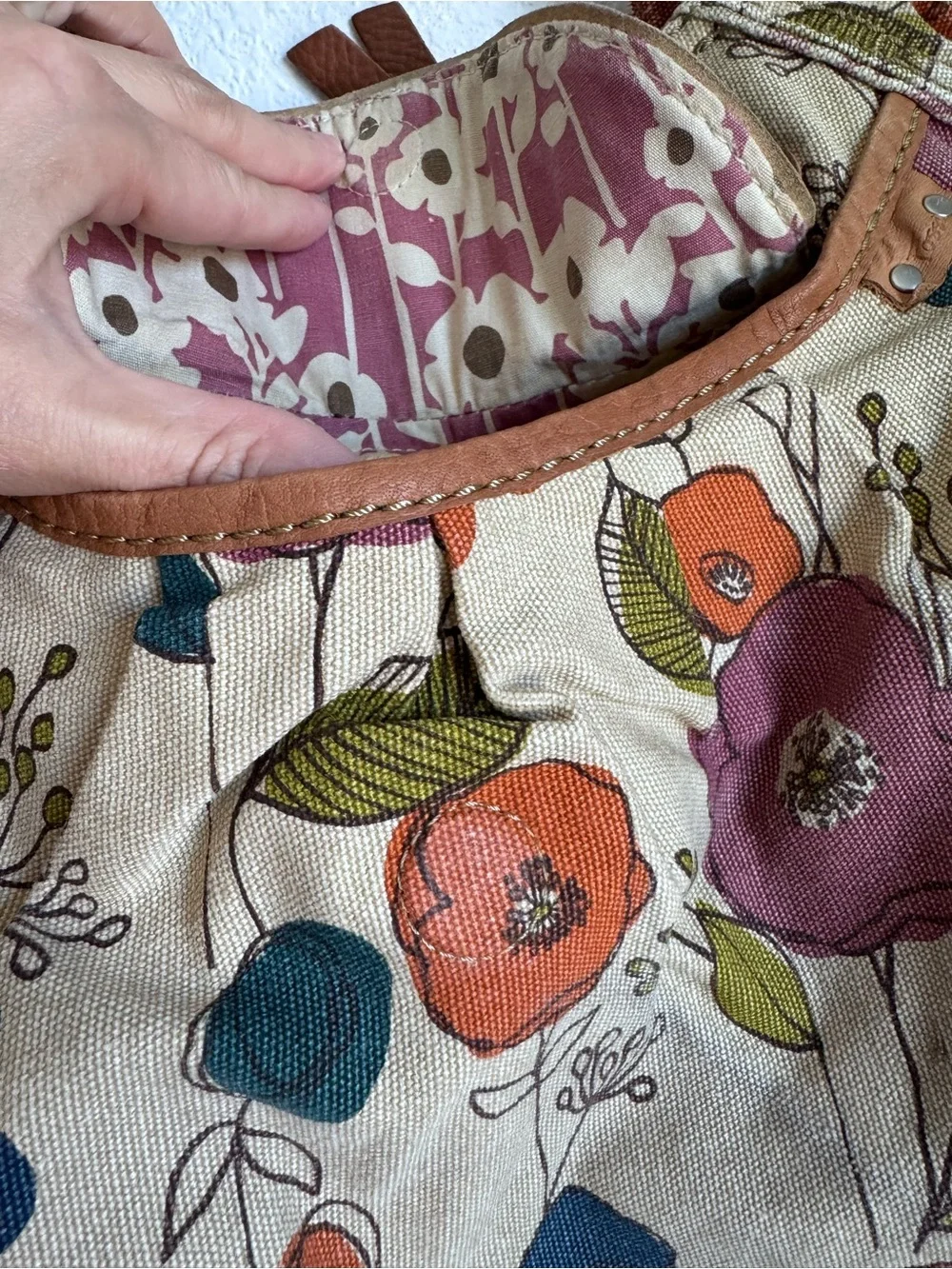 Fossil Floral Canvas Shoulder Bag